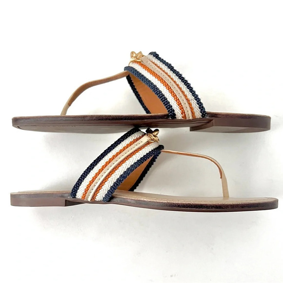 TORY BURCH | Jessa Leather Thong Sandal Dulce De Leche and Tan cream Size 6.5 - Picture 11 of 13
